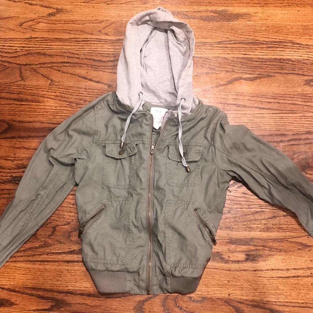 Army green zip up jacket